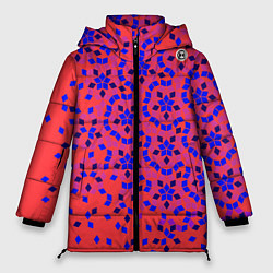 Куртка зимняя женская Мозаика Пенроуза в красно-синем контрасте, цвет: 3D-красный
