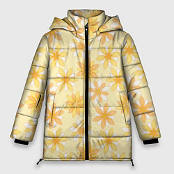 Куртка зимняя женская Желтые геометричные цветы, цвет: 3D-красный