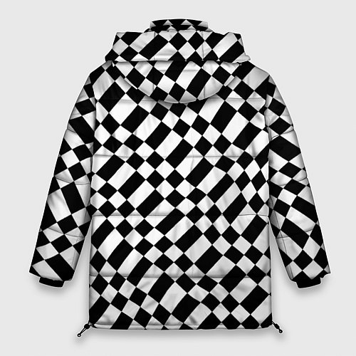 Женская зимняя куртка Шахматка искажённая чёрно-белая / 3D-Черный – фото 2