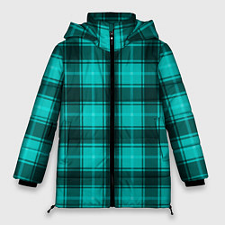 Куртка зимняя женская Шотландка светло-бирюзовый, цвет: 3D-черный