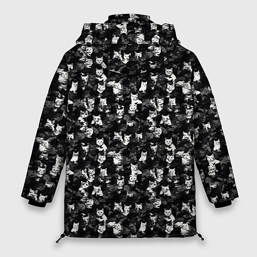 Женская зимняя куртка Камуфляж с котиками / 3D-Черный – фото 2