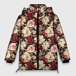 Женская зимняя куртка Винтажные цветы паттерн