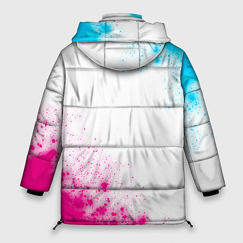 Женская зимняя куртка Cyberpunk 2077 neon gradient style: надпись, симво / 3D-Черный – фото 2