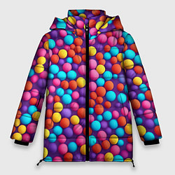 Куртка зимняя женская Паттерн разноцветные шарики - нейросеть, цвет: 3D-светло-серый
