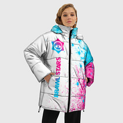 Куртка зимняя женская Brawl Stars neon gradient style: по-вертикали, цвет: 3D-черный — фото 2