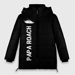 Куртка зимняя женская Papa Roach glitch на темном фоне: по-вертикали, цвет: 3D-черный