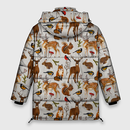 Женская зимняя куртка Лесные животные / 3D-Черный – фото 2