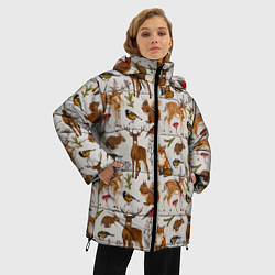Куртка зимняя женская Лесные животные, цвет: 3D-черный — фото 2