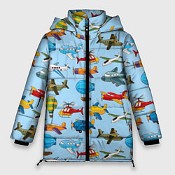 Женская зимняя куртка Самолёты и вертолёты