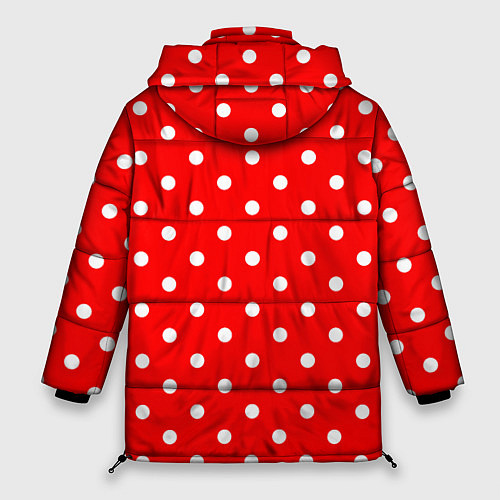Женская зимняя куртка Белый горошек на красном / 3D-Черный – фото 2