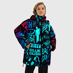 Куртка зимняя женская Billie Eilish neon pattern, цвет: 3D-светло-серый — фото 2