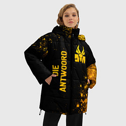 Куртка зимняя женская Die Antwoord - gold gradient: надпись, символ, цвет: 3D-черный — фото 2
