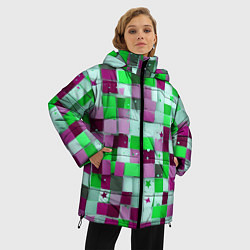 Куртка зимняя женская Ретро Квадраты, цвет: 3D-светло-серый — фото 2