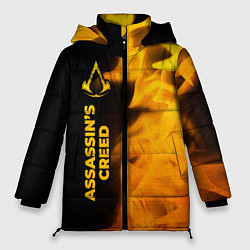 Куртка зимняя женская Assassins Creed - gold gradient: по-вертикали, цвет: 3D-черный