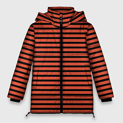 Женская зимняя куртка Полосатый красно-оранжевый и чёрный