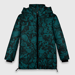 Куртка зимняя женская Текстура каменная тёмно-зелёный, цвет: 3D-черный