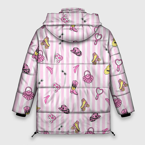 Женская зимняя куртка Барби - розовая полоска и аксессуары / 3D-Черный – фото 2