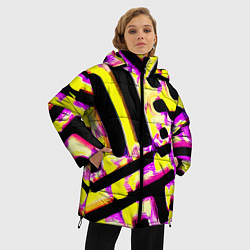 Куртка зимняя женская Абстракция - лабиринт, цвет: 3D-черный — фото 2