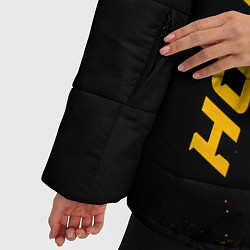 Куртка зимняя женская Honda - gold gradient: надпись, символ, цвет: 3D-черный — фото 2