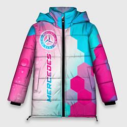 Куртка зимняя женская Mercedes neon gradient style по-вертикали, цвет: 3D-черный