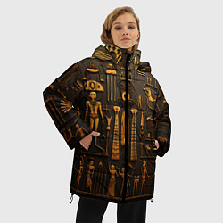 Куртка зимняя женская Арт в стиле египетских письмен, цвет: 3D-черный — фото 2