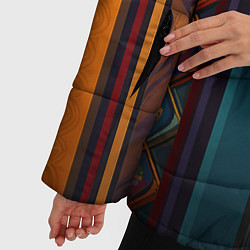 Куртка зимняя женская Этнический орнамент в вертикальную полоску, цвет: 3D-черный — фото 2