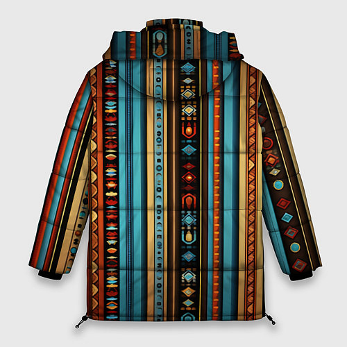 Женская зимняя куртка Этнический паттерн в вертикальную полоску / 3D-Черный – фото 2