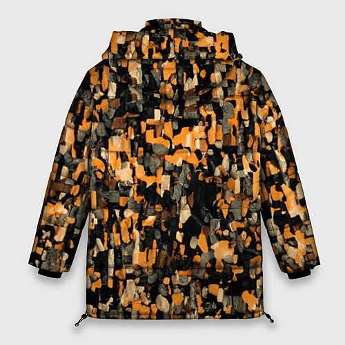 Женская зимняя куртка Мазки коричневой краски / 3D-Черный – фото 2