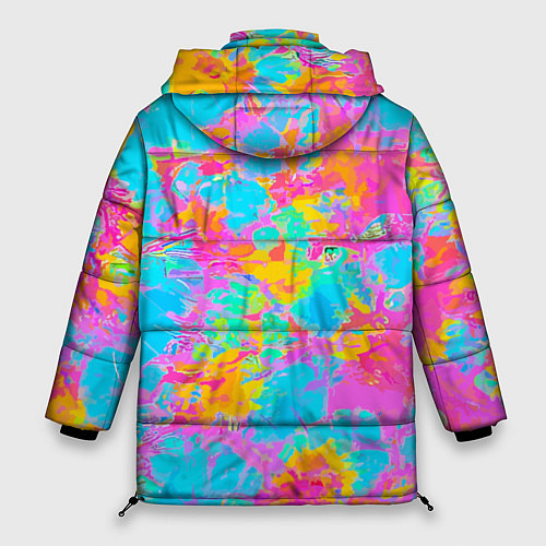 Женская зимняя куртка Барбм - цветочный абстрактный паттерн - тай-дай / 3D-Красный – фото 2