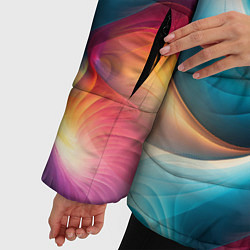 Куртка зимняя женская Волнообразная разноцветная абстракция, цвет: 3D-светло-серый — фото 2