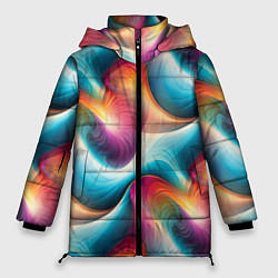 Женская зимняя куртка Волнообразная разноцветная абстракция