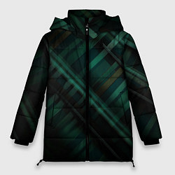 Куртка зимняя женская Тёмно-зелёная шотландская клетка, цвет: 3D-красный