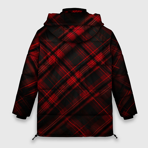 Женская зимняя куртка Тёмно-красная шотландская клетка / 3D-Черный – фото 2
