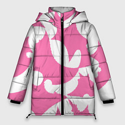 Женская зимняя куртка Бело-розовая абстрактная композиция