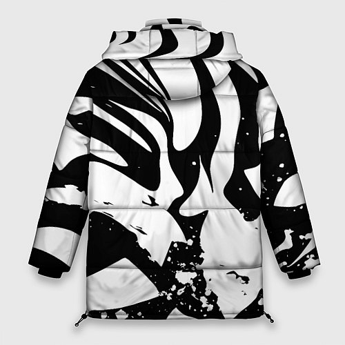 Женская зимняя куртка Экспрессивная чб абстракция / 3D-Светло-серый – фото 2