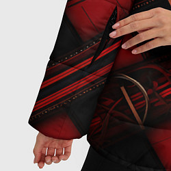 Куртка зимняя женская Тёмно-красная диагональная клетка, цвет: 3D-черный — фото 2