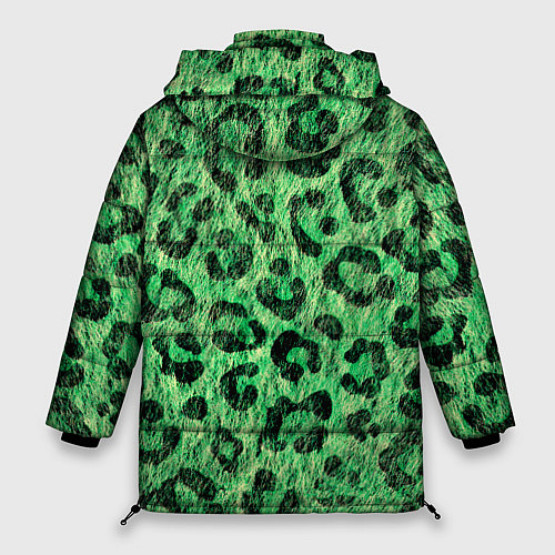 Женская зимняя куртка Зелёный леопард паттерн / 3D-Черный – фото 2