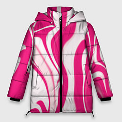 Куртка зимняя женская Абстракция разлитая розовая краска, цвет: 3D-светло-серый
