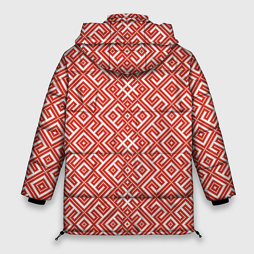 Женская зимняя куртка Обережные узоры / 3D-Красный – фото 2