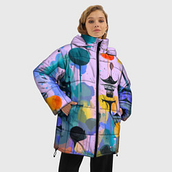 Куртка зимняя женская Фантазийный японский паттерн, цвет: 3D-светло-серый — фото 2