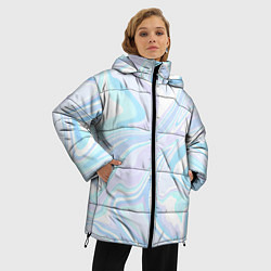 Куртка зимняя женская Абстракция голубая плазма, цвет: 3D-светло-серый — фото 2
