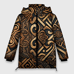 Куртка зимняя женская Асимметричный узор в викингском стиле, цвет: 3D-светло-серый