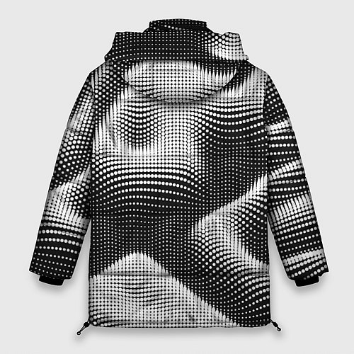 Женская зимняя куртка Чёрно белый точечный абстрактный фон / 3D-Черный – фото 2