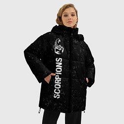 Куртка зимняя женская Scorpions glitch на темном фоне по-вертикали, цвет: 3D-черный — фото 2