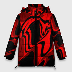 Куртка зимняя женская Черно-красное предупреждение, цвет: 3D-красный