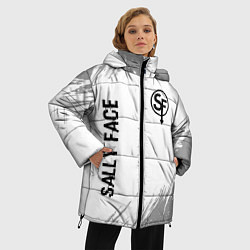 Куртка зимняя женская Sally Face glitch на светлом фоне вертикально, цвет: 3D-черный — фото 2