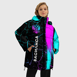 Куртка зимняя женская Василиса и неоновый герб России по-вертикали, цвет: 3D-черный — фото 2