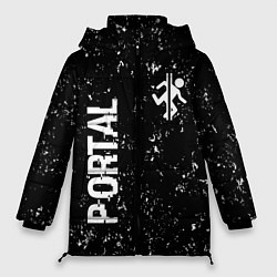 Куртка зимняя женская Portal glitch на темном фоне вертикально, цвет: 3D-черный