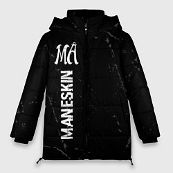 Куртка зимняя женская Maneskin glitch на темном фоне по-вертикали, цвет: 3D-черный