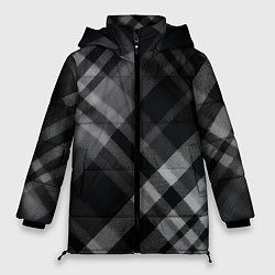 Куртка зимняя женская Черно-белая диагональная клетка в шотландском стил, цвет: 3D-светло-серый